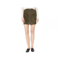 Blank NYC Real Suede Skirt with Zipper Detail in Olive Green