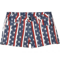 Rock and Roll Cowgirl Low Rise Shorts Printed Stars & Stripes in Light Navy 68-5308