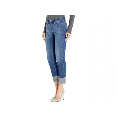 Jag Jeans Carter Girlfriend Jeans with Plaid Cuff in Brilliant Blue