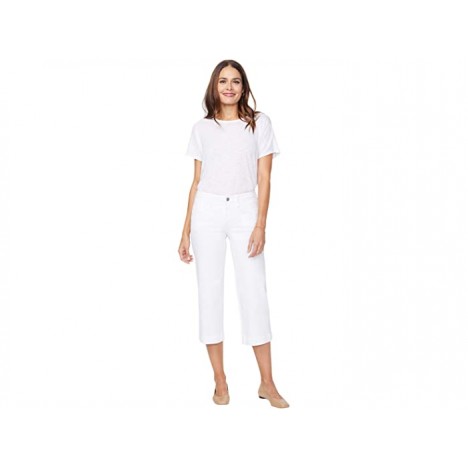 NYDJ Wide Leg Capri Jeans with Utility Pockets in Optic White