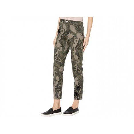 Tribal Five-Pocket Ankle Jeggings w Patches in Leaf