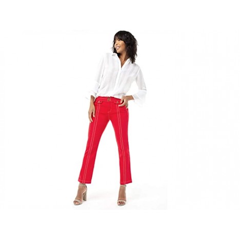 Liverpool Front Flap Pocket Crop Flare in Red Ginger