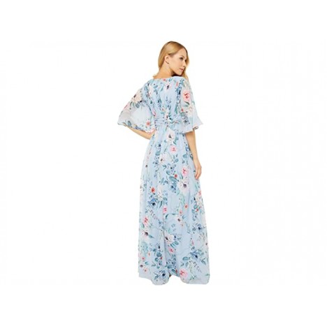 Adrianna Papell Printed Floral Chiffon Gown