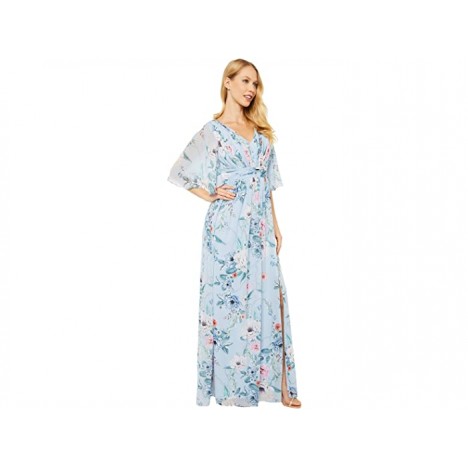 Adrianna Papell Printed Floral Chiffon Gown