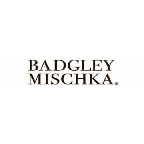 Badgley Mischka Asymmetrical Button Neck Pebble Crepe Dress