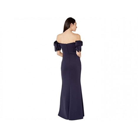 Badgley Mischka Off-the-Shoulder Scuba Gown with Bow Detail