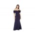 Badgley Mischka Off-the-Shoulder Scuba Gown with Bow Detail