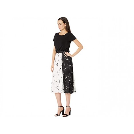 Donna Morgan Short Sleeve Midi Dress with Pleated Chiffon Skirt