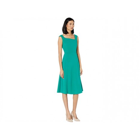 Donna Morgan Stretch Crepe Sleeveless Asymmetric Neckline Fit and Flare Dress