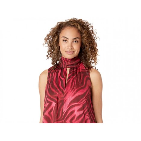 London Times Abstract Tiger V-Neck Scarf Tent Dress