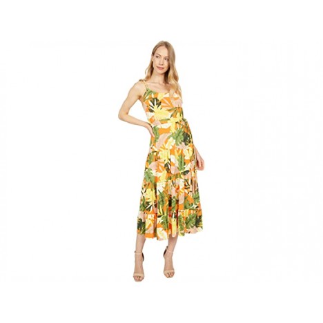 London Times Bali Tropical Printed Jersey Maxi with Braided Straps