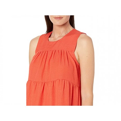 London Times Novelty Seersucker Sleeveless Tiered Fit-and-Flare