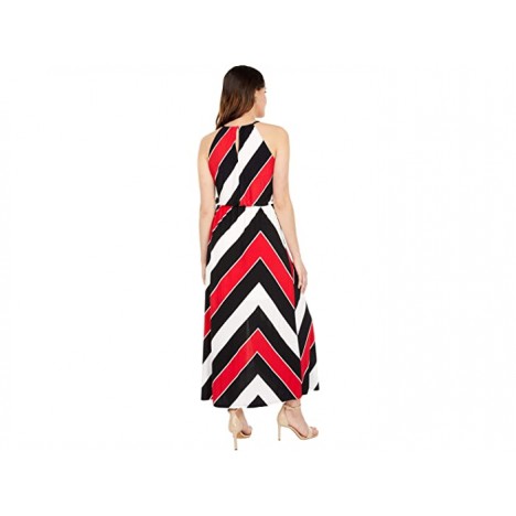 London Times Stripe Play Blouson Halter Maxi Dress
