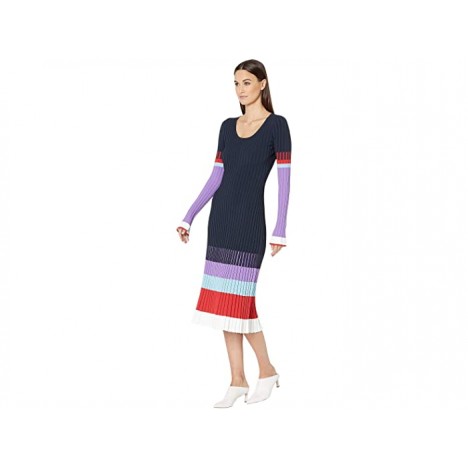 Prabal Gurung Scoop Neck Color Blocked Long Sleeve Dress