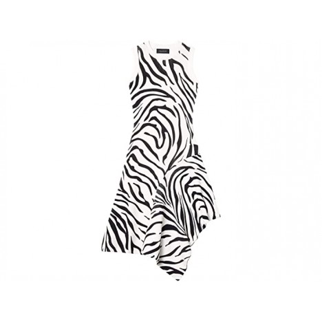 YIGAL AZROUËL Fully Fashioned Sleeveless Zebra Print Handkerchief Dress