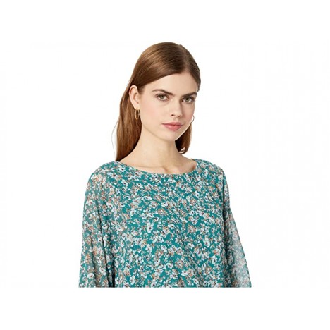 1.STATE Long Sleeve Woodland Floral Drop Waist Blouse