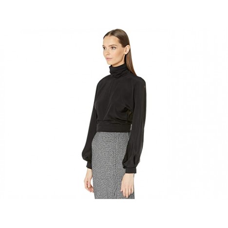Cushnie High Neck Billowing Sleeve Blouse with Chiffon Back