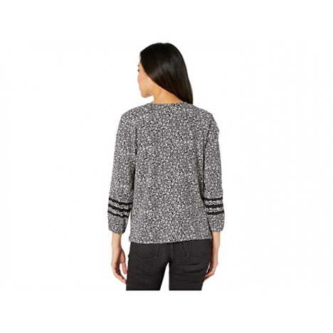 Lucky Brand Long Sleeve V-Neck Printed Peasant Top