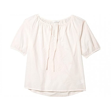 Lucky Brand Short Sleeve V-Neck Embroidered Peasant Top