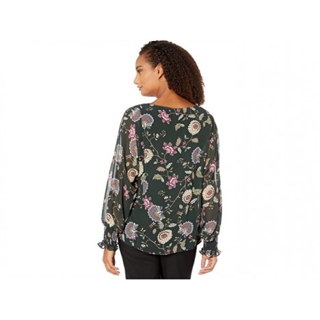 Vince Camuto Batwing Floral Chiffon Overlay Blouse