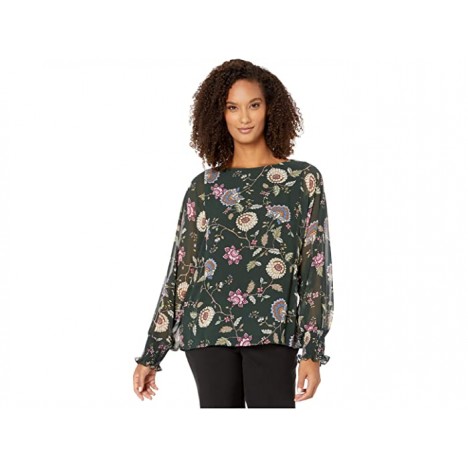 Vince Camuto Batwing Floral Chiffon Overlay Blouse
