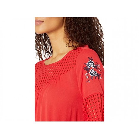 Wrangler Long Sleeve Peasant Top Embroidered Sleeves