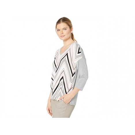 Tribal 3 4 Sleeve Woven Front Top