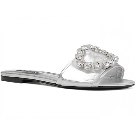 Dolce & Gabbana Crystal Buckle Flat Sandal