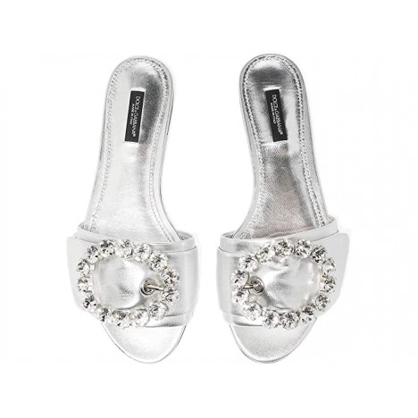 Dolce & Gabbana Crystal Buckle Flat Sandal