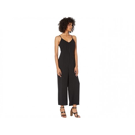 Cupcakes and Cashmere Lana Pinstriped Crepe Spaghetti Strap Cropped Leg Jumpsuit