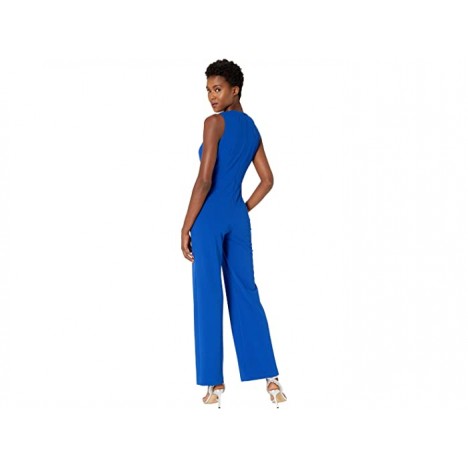 Donna Morgan Stretch Crepe Sleeveless Faux Wrap with Crystal Detail Jumpsuit