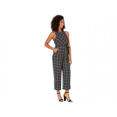 Vince Camuto Sleeveless Belted Even Plaid Jumpsuit
