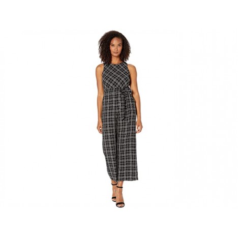 Vince Camuto Sleeveless Belted Even Plaid Jumpsuit